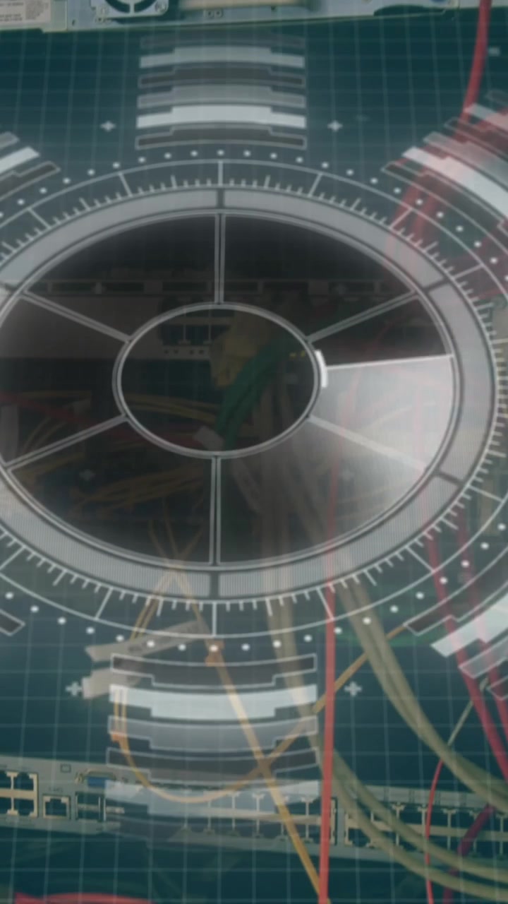 Animation of digital scope over server room