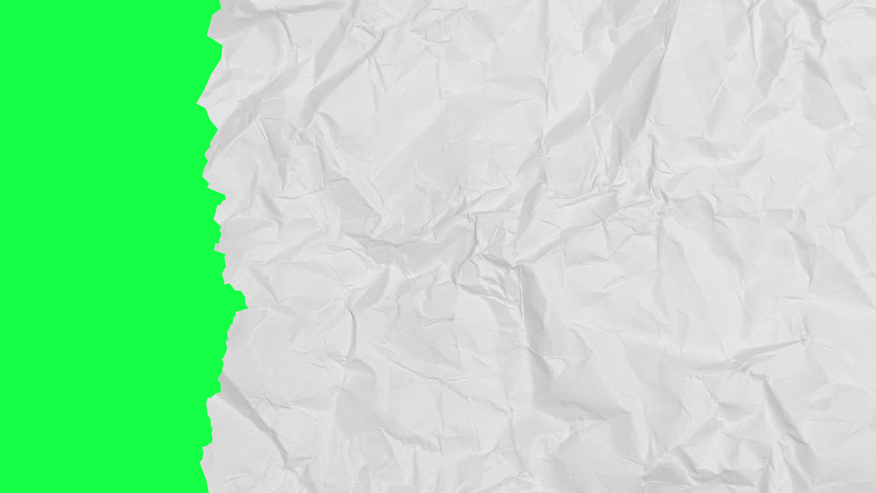 Crumpled White Paper Transition on Green Screen