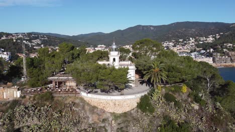 Old-church-located-on-rocky-mountain-over-sea