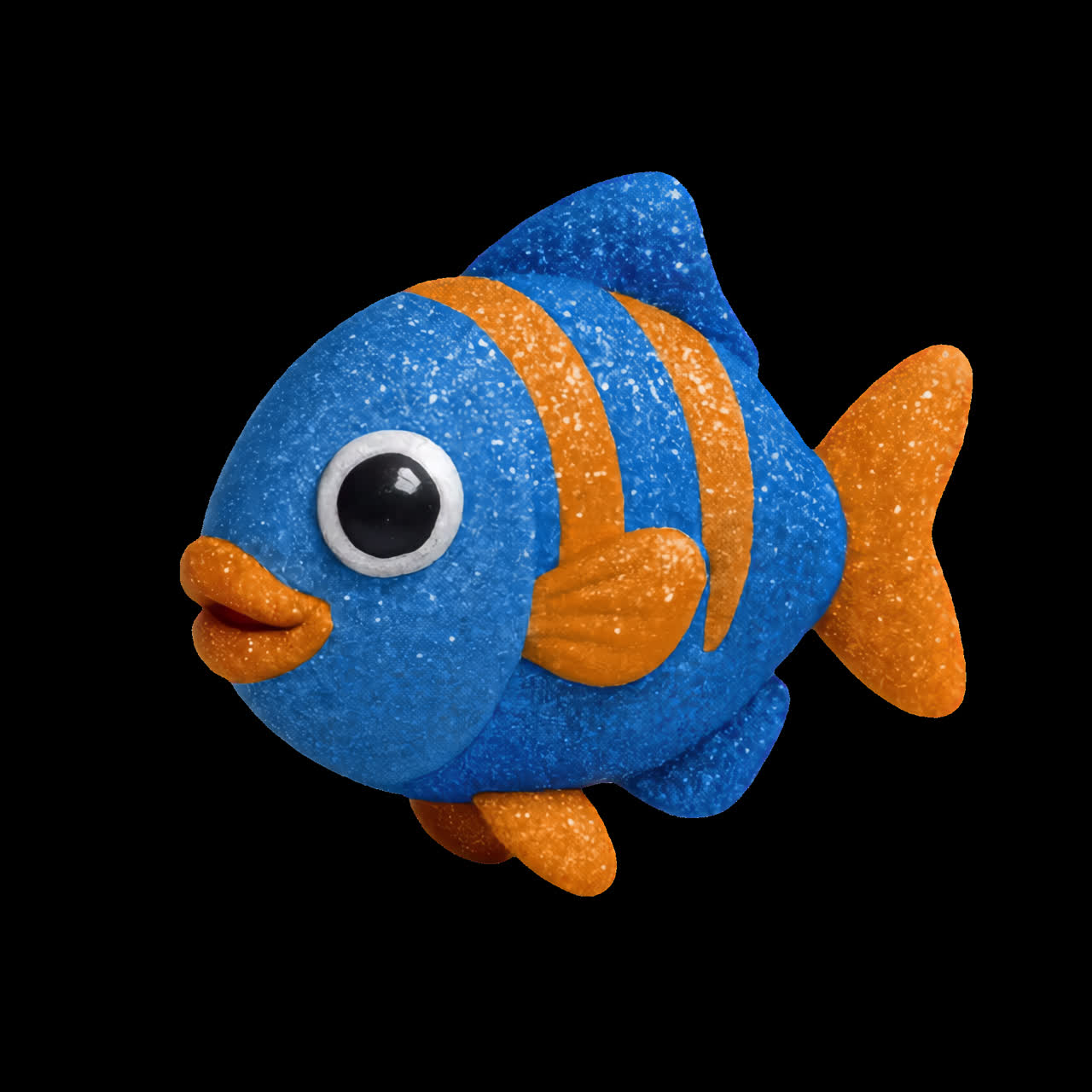 Animazione di pesce colorato e giocoso in stile cartone animato, elemento isolato, video 4K trasparente, canale alfa, ProRes