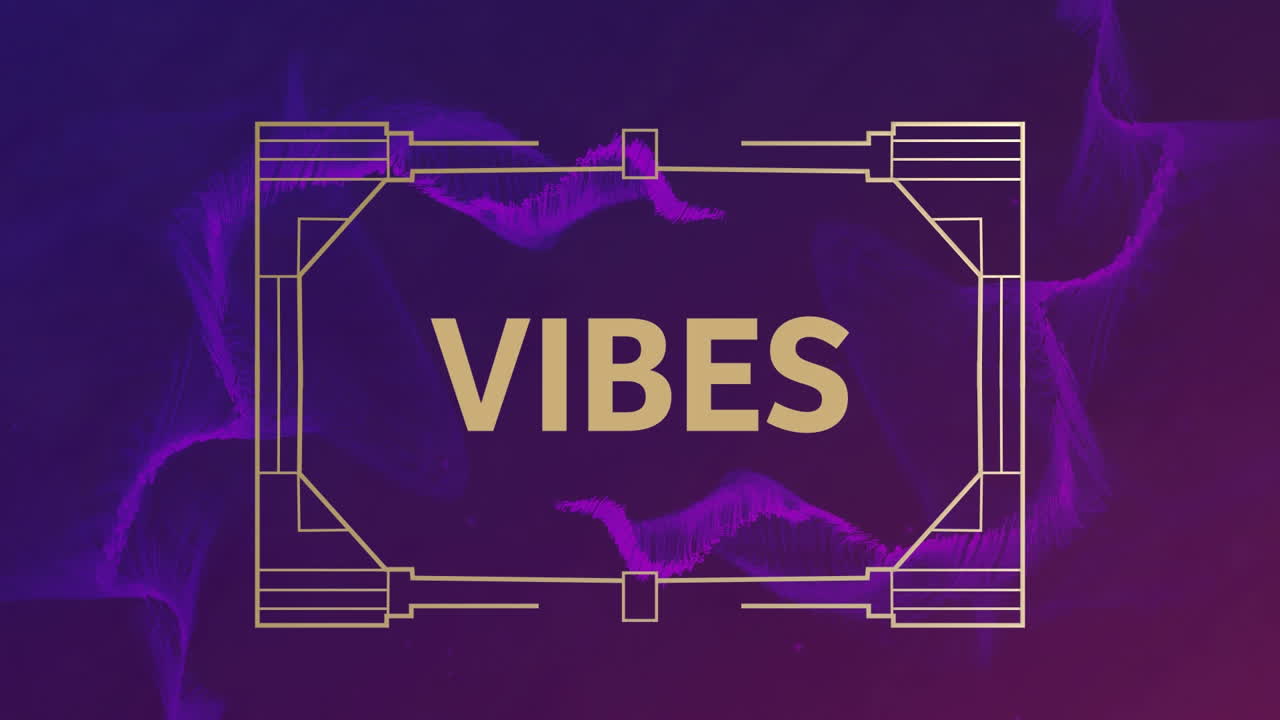 Animation of vibes text on blue background