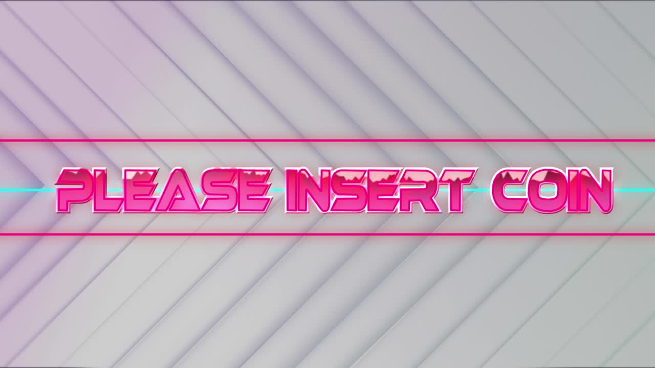 animación de por favor inserte el texto de la moneda sobre rastros de luz sobre fondo blanco