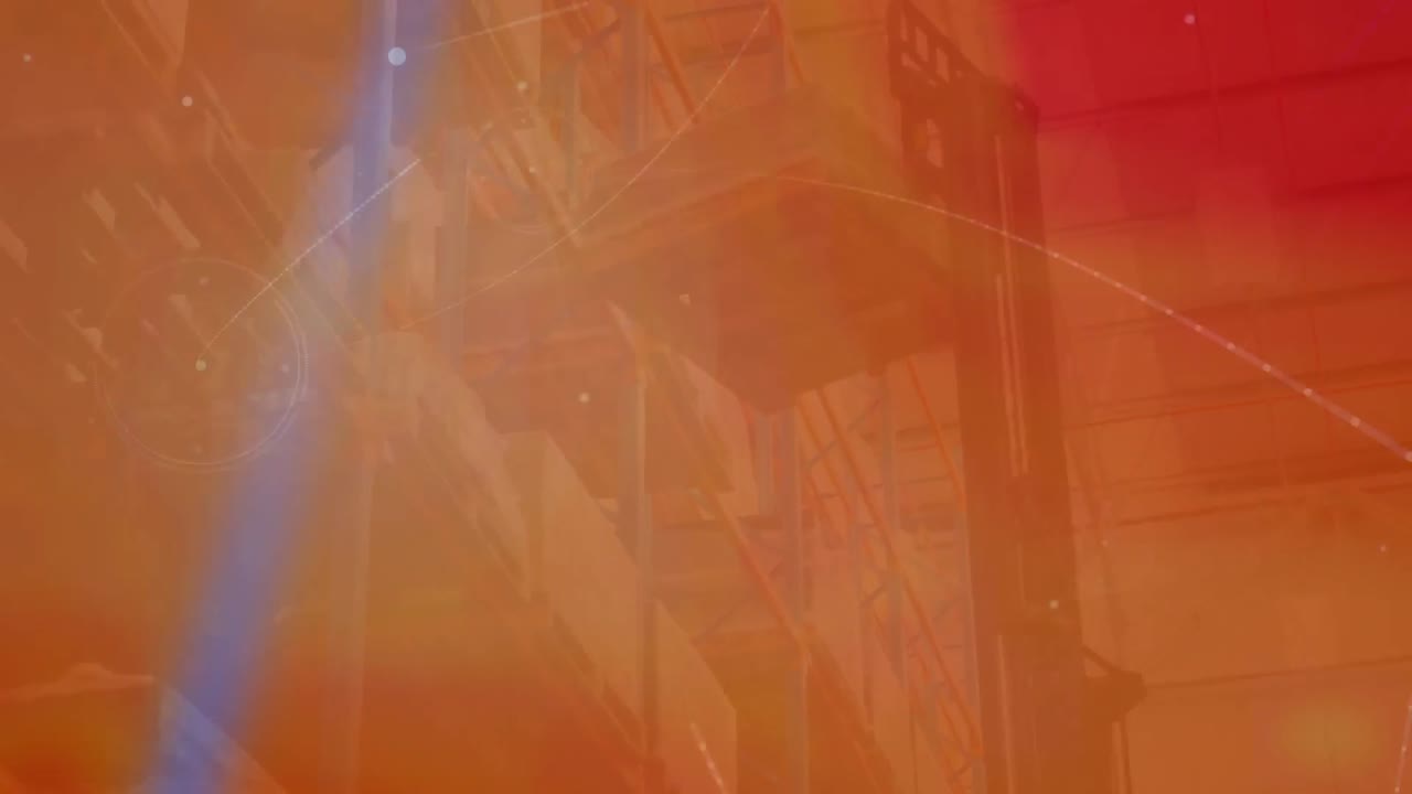 composición digital de la red de conexiones y procesamiento de datos contra el almacén