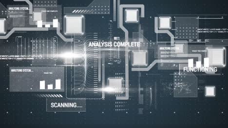 animation of financial data processing on black background