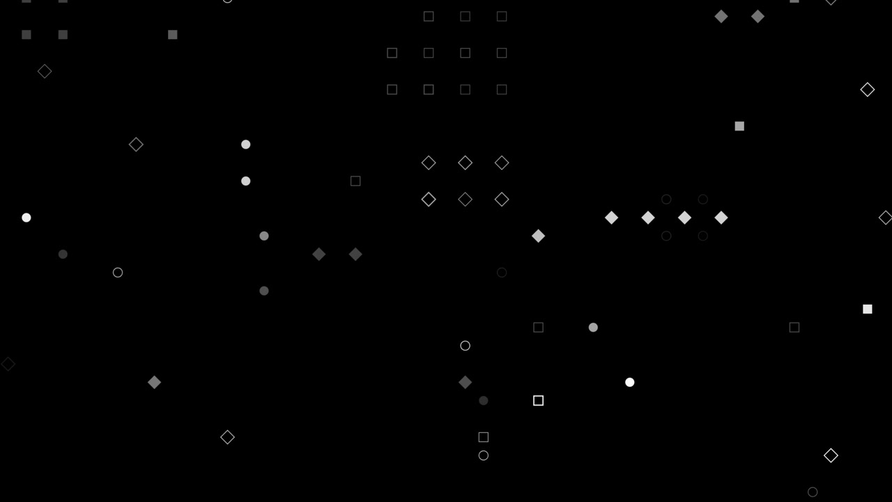 Abstract Animated Geometric Shapes Moving on Black Background