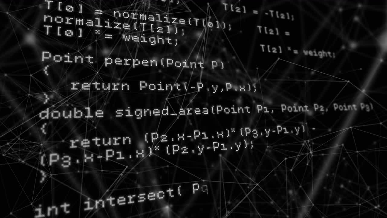 Animation of data processing on screen and network of connections