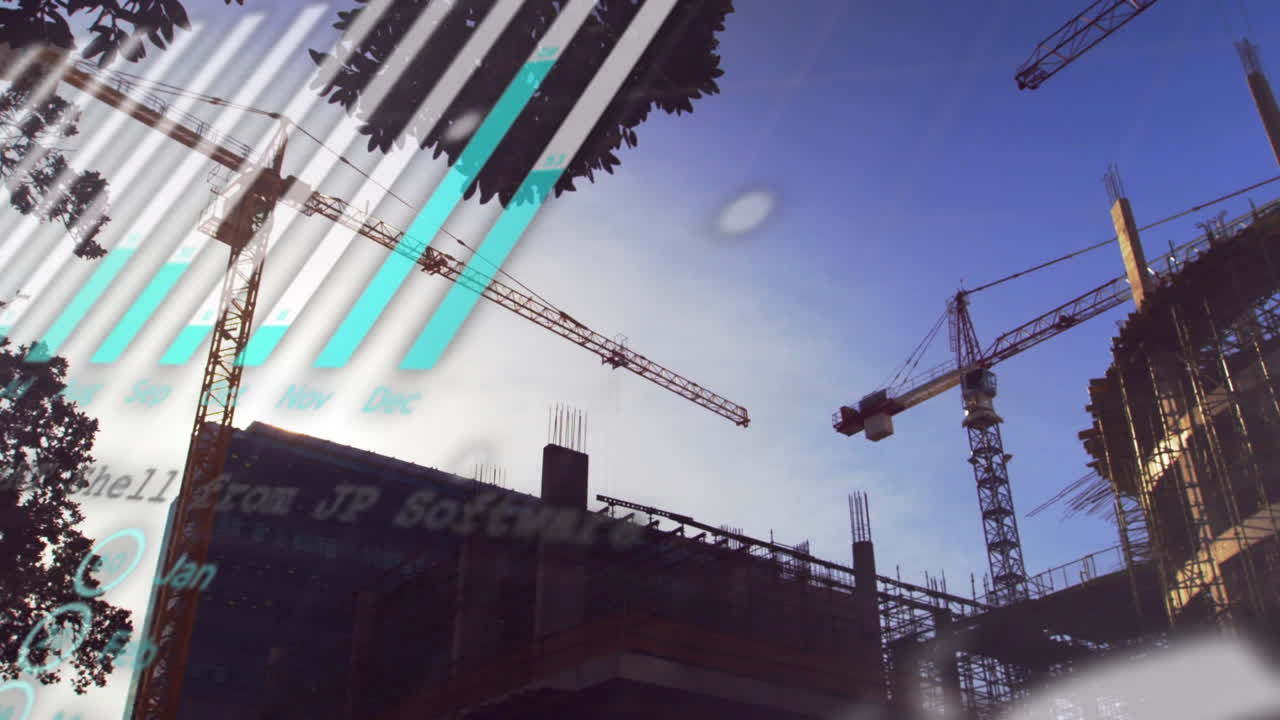 Animation of statistical data processing against construction site