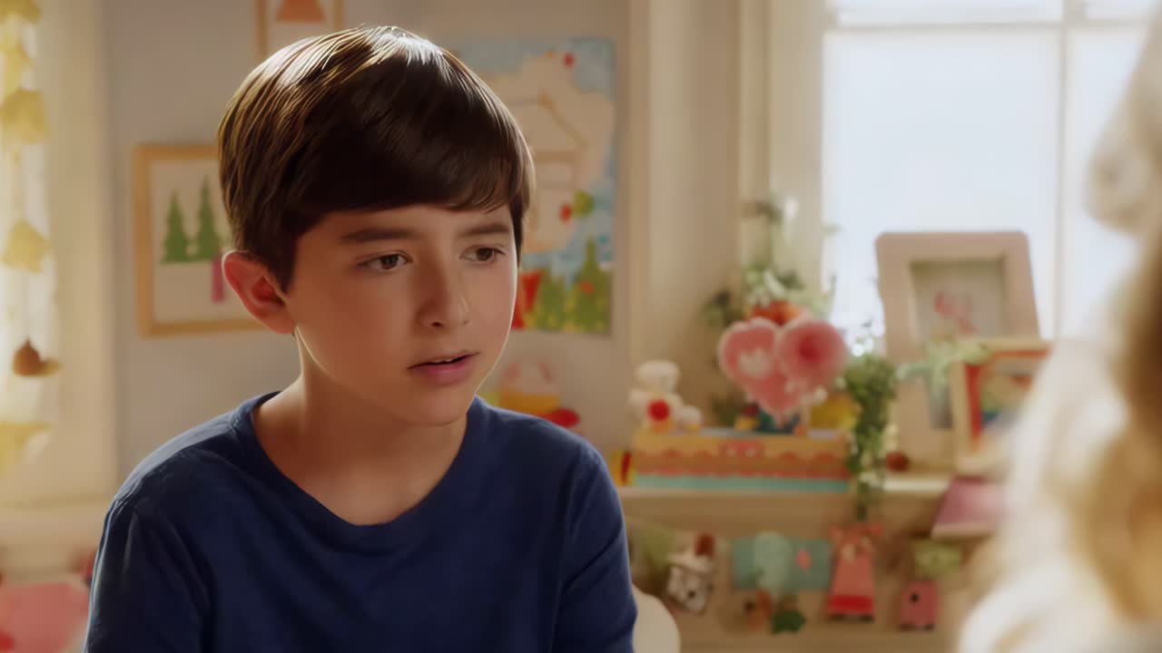 방에서 얘기하는 소년