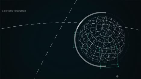 animación de la interfaz que muestra el globo giratorio y las conexiones en blanco sobre negro