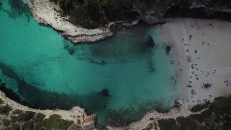 Cove-Turquoise-Beach-Of-Cala-Llombards-During-Dayrime-In-Mallorca,-Spain