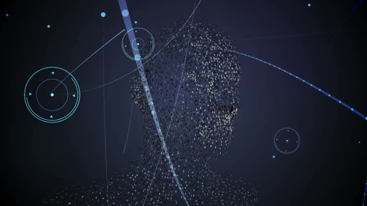 Animation of network of connections and data processing over human body model