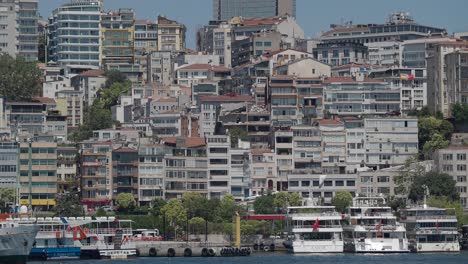 istanbul cityscape with boats and docks
