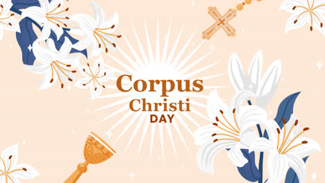 corpus christi 종교 축제에 대한 평평한 인스타그램 게시물 컬렉션의 모션 그래픽