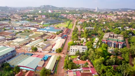 aerial view of luthuli avenue, bugolobi, kampala, uganda - drone shot