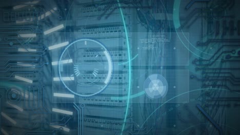 Animation of digital interface over server room