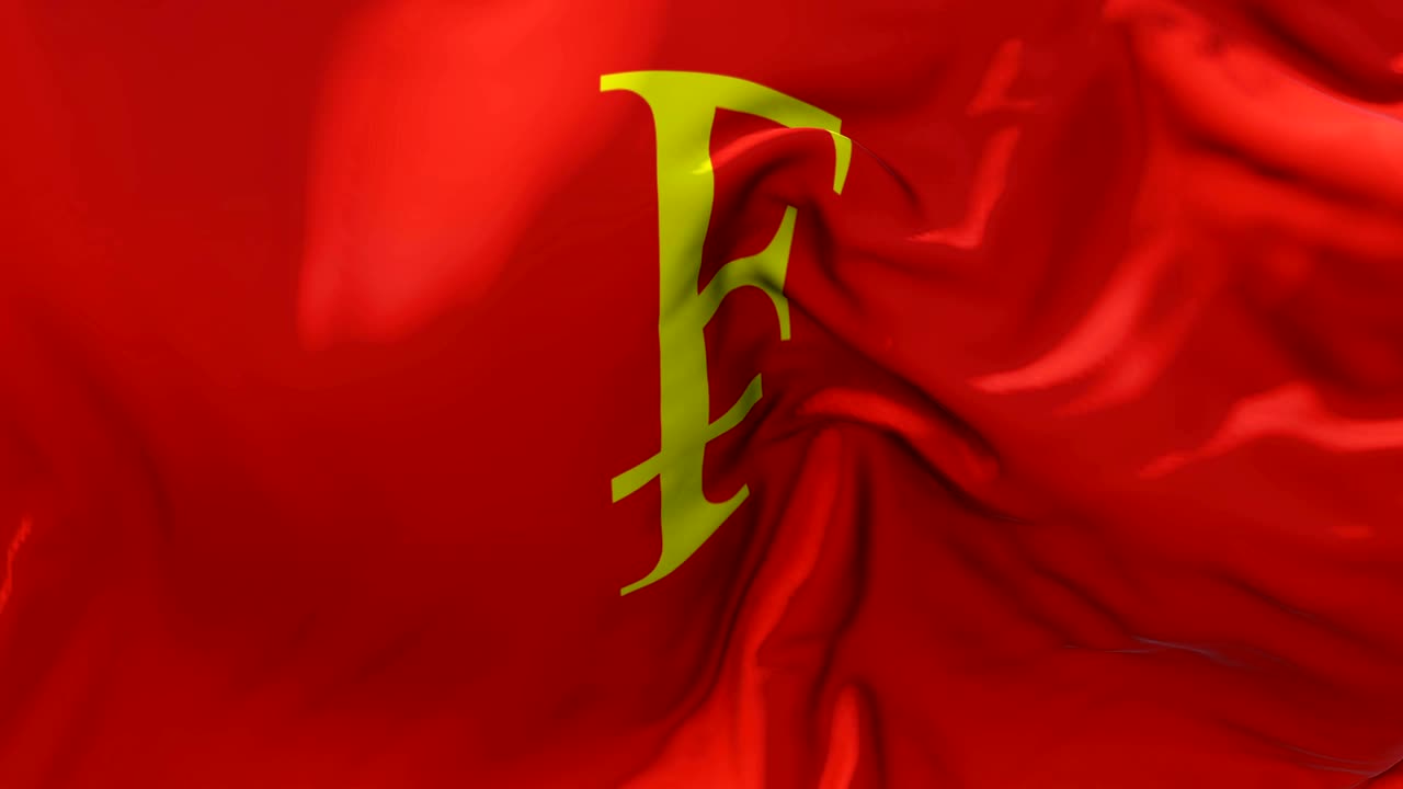 bandera del franco suizo ondeando en el viento animación en cámara lenta. bandera de textura de tela realista de 4k soplando suavemente en un día de viento fondo de bucle continuo sin costuras.