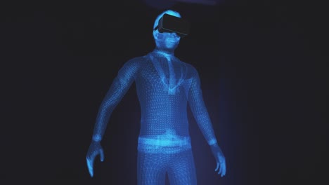 man wearing virtual reality headset , 3d render. isolated with luma matte.