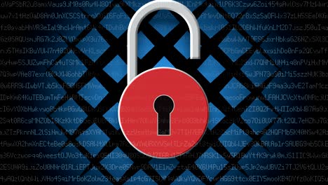 internet security concept, open red padlock on digital data background.