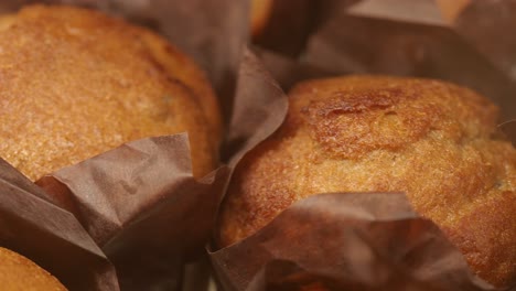 close-up of muffins in brown paper liners
