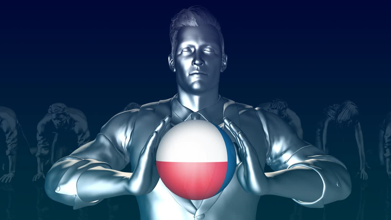 hombre sosteniendo la bandera de la república checa como esfera global