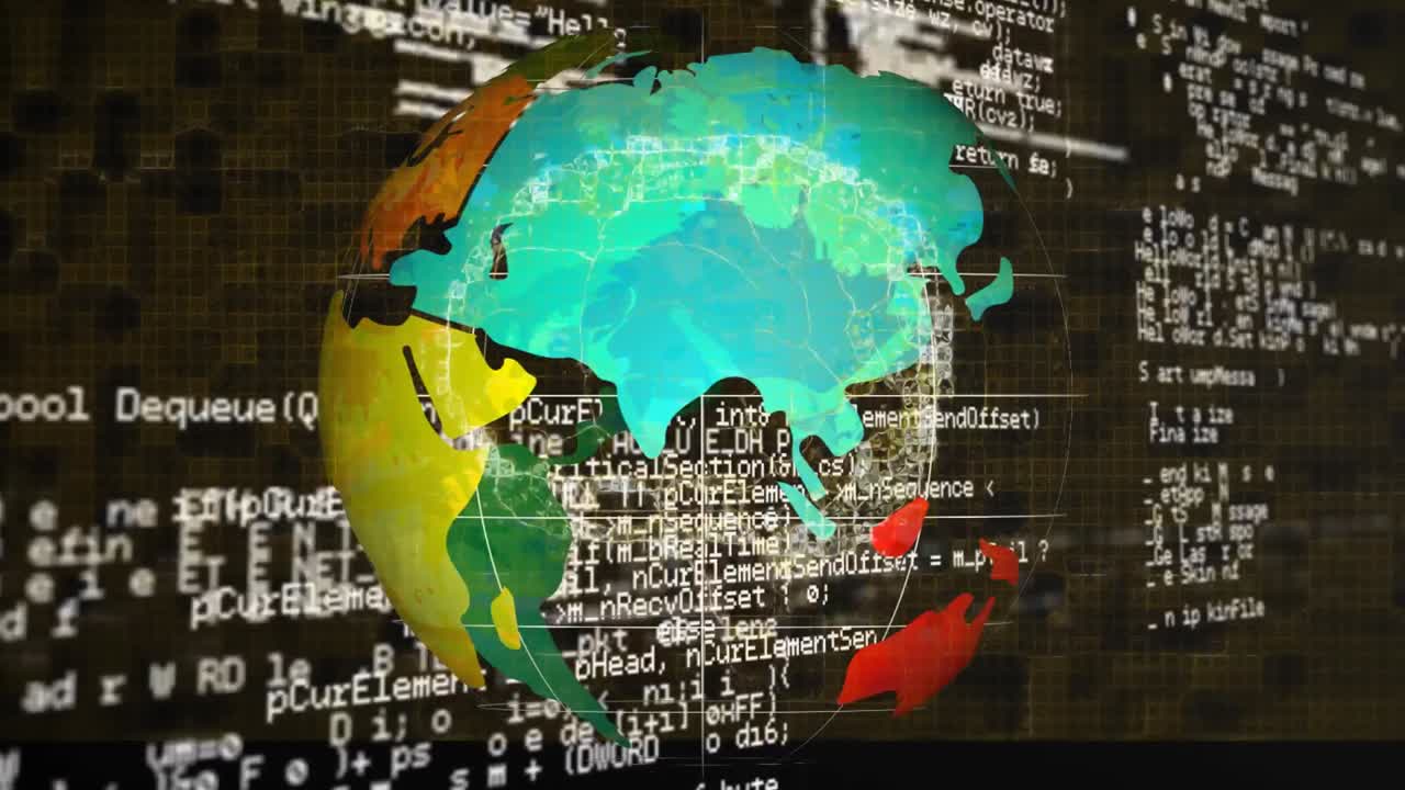 animación del globo y el cerebro humano sobre el procesamiento de datos