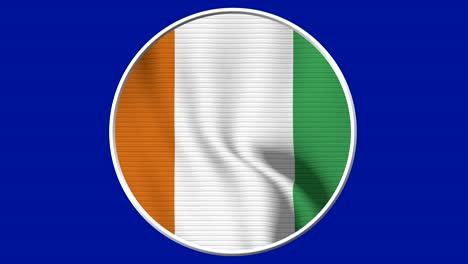 Cote d'lvoire Circular Flag Loop - Realistic 4K flag waving in the wind