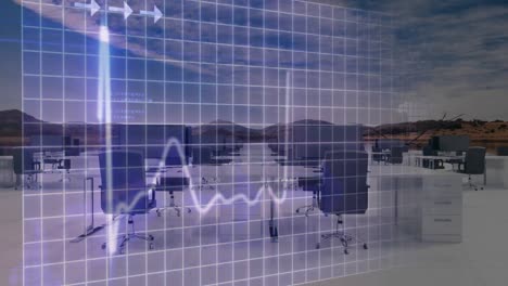 animation of data processing with outside office in background