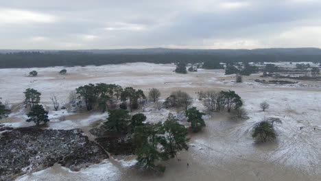 aerial of beautiful sand dunes in winter