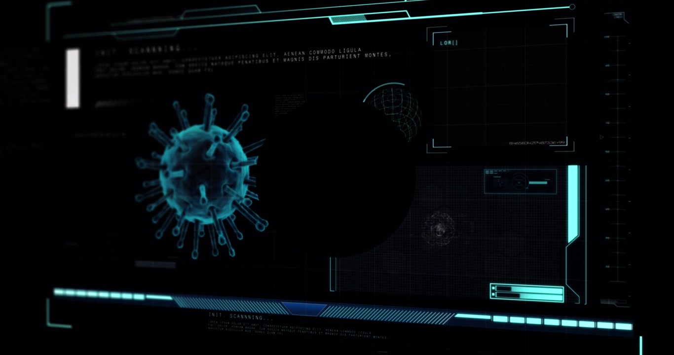 Animation of data processing over virus cells