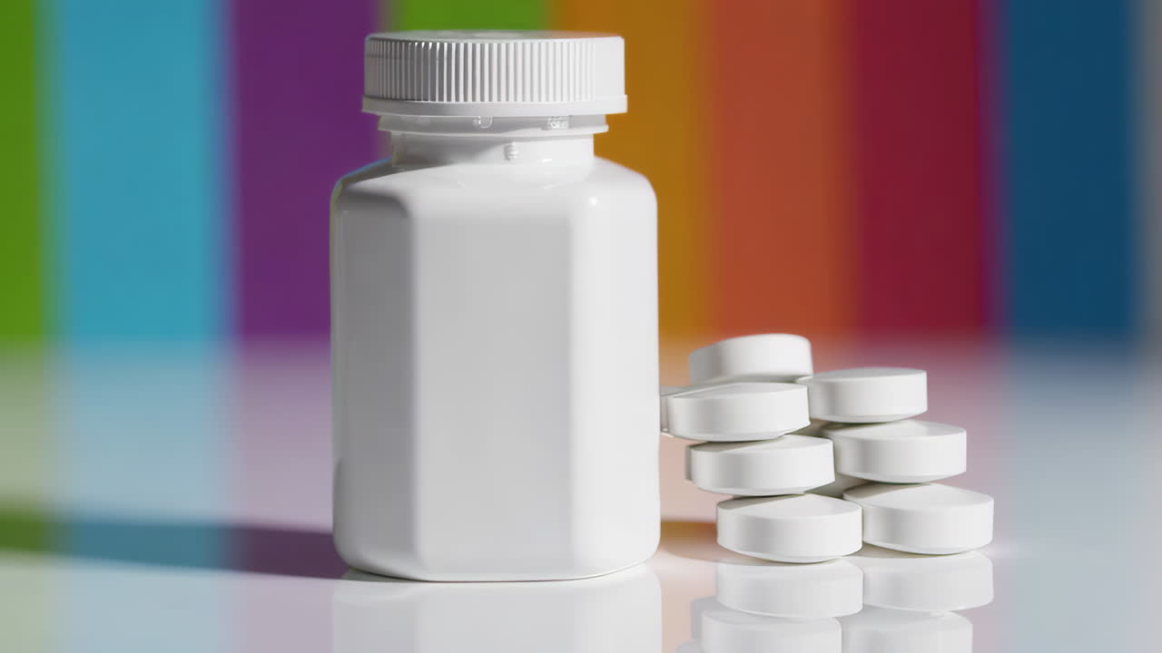 White Medicine Bottle and Pills