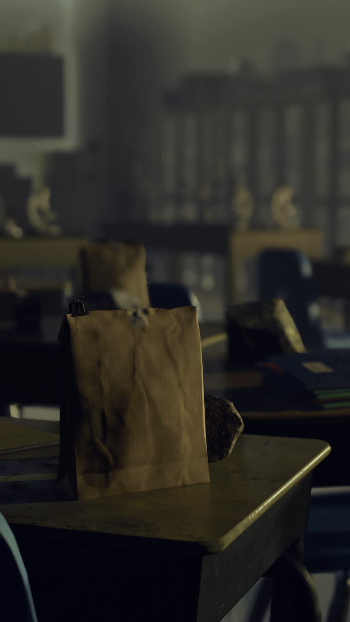 Morning light fills an empty classroom with warm illumination