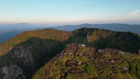 climbers gather on the summit of mount batur indonesia