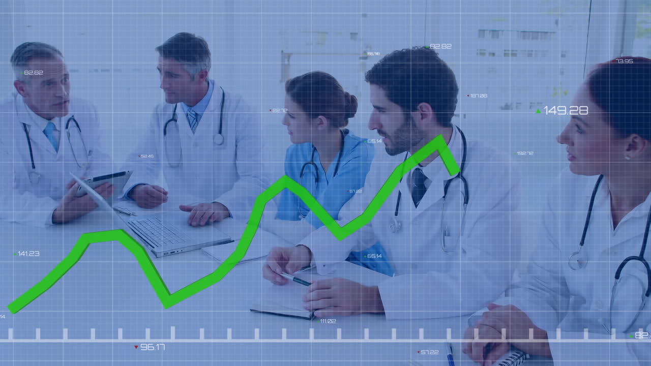 animación del procesamiento de datos sobre diversos médicos