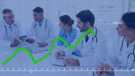 animación del procesamiento de datos sobre diversos médicos