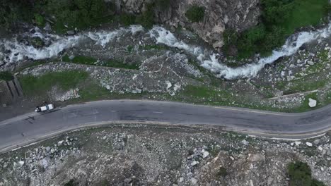 Riverside-Road-from-Chilas-to-Babusar,-Pakistan