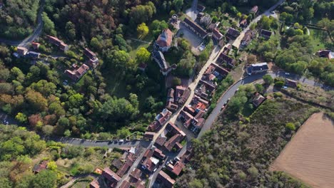 aerial view of gargilesse village and its castle, france