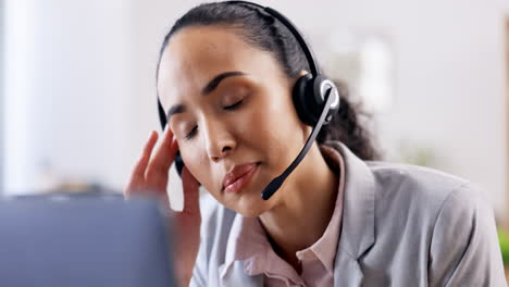 Call-center,-tired-or-woman-frustrated-in-customer