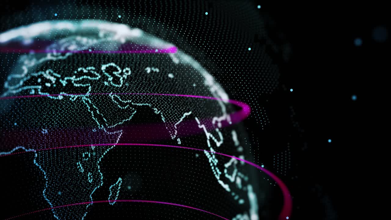 Abstract triangles hud globe earth loop alpha cyber security and global communication technology