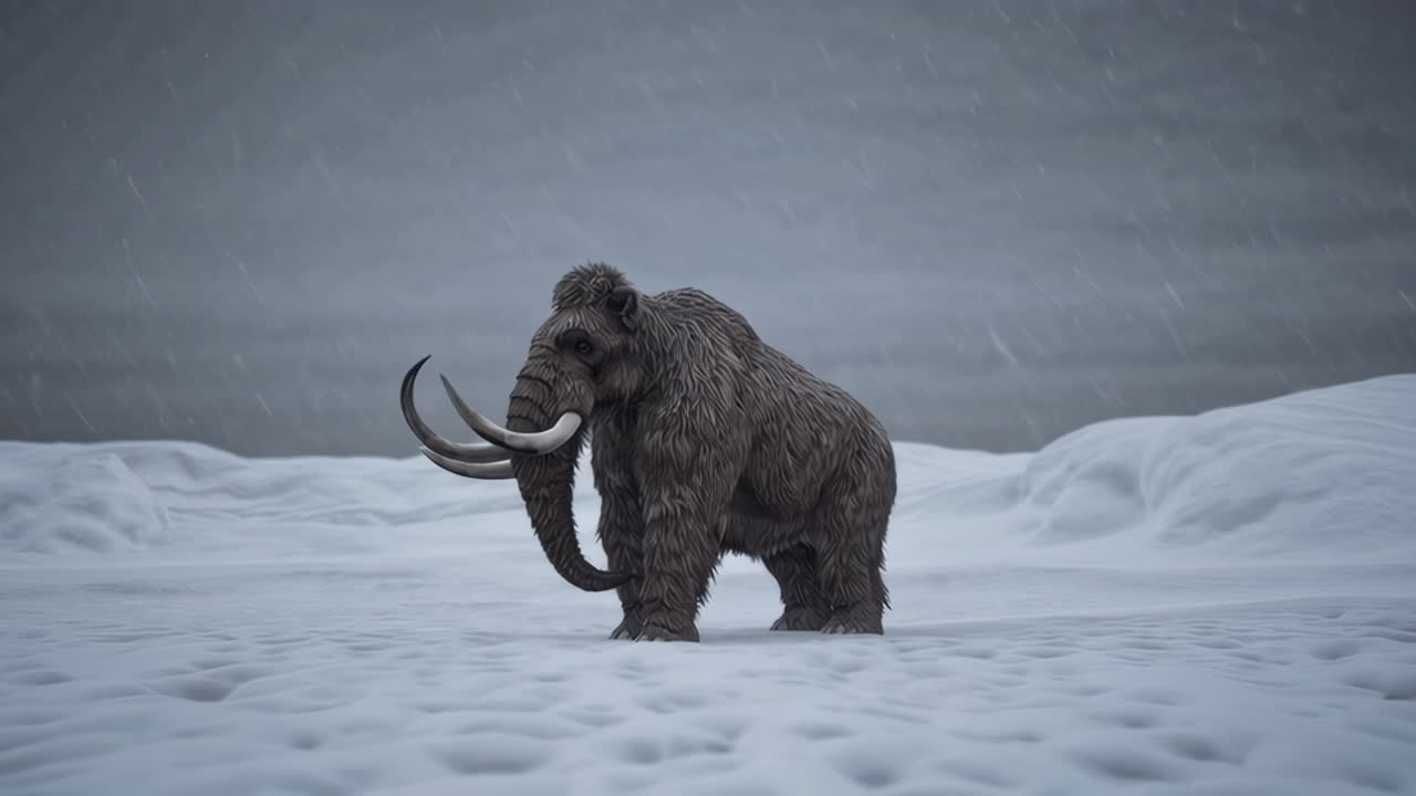 mamut lanudo en un paisaje nevado
