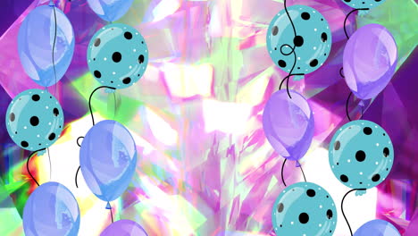 animación de globos coloridos sobre cristales brillantes