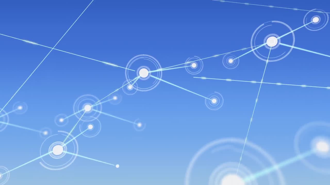 animación de la red de conexiones con puntos sobre fondo azul