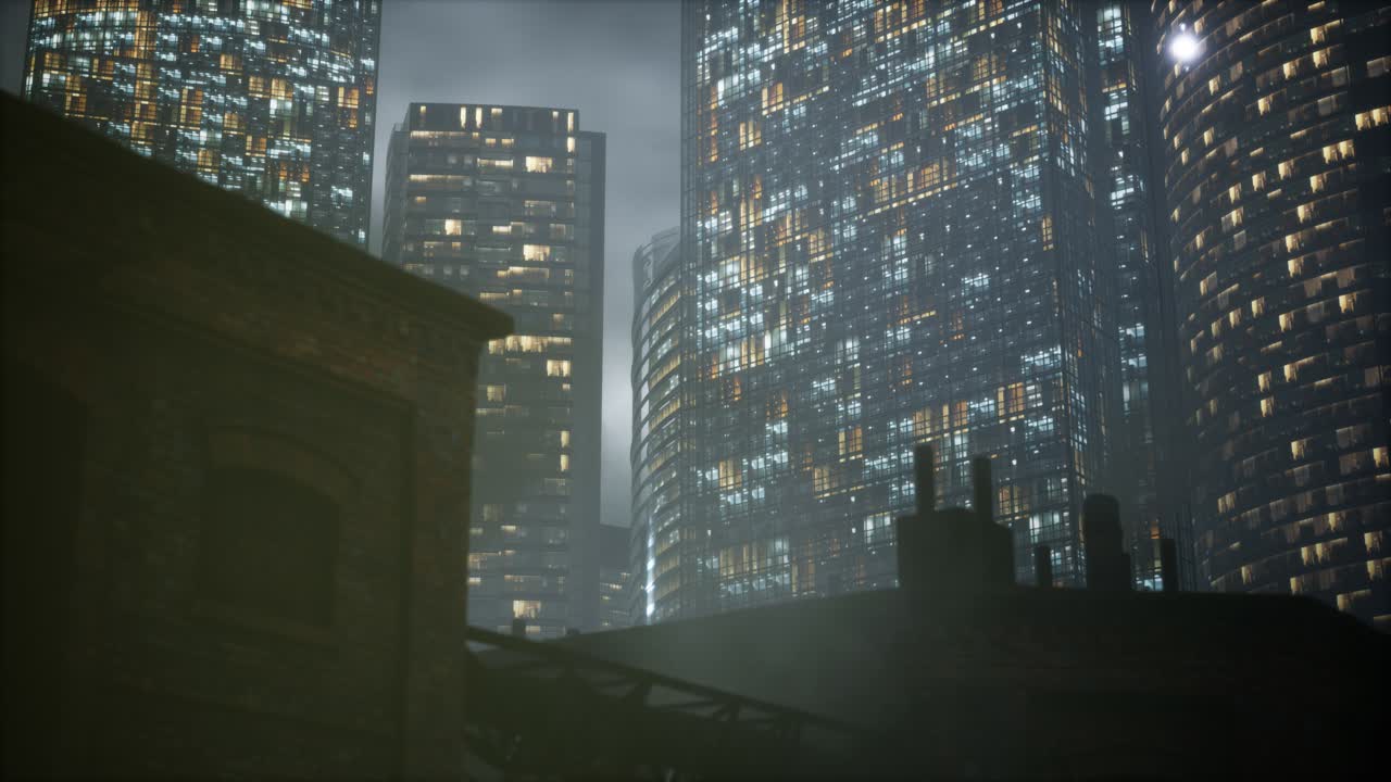 rascacielos de centros de negocios y tuberías de fábricas que contaminan el aire