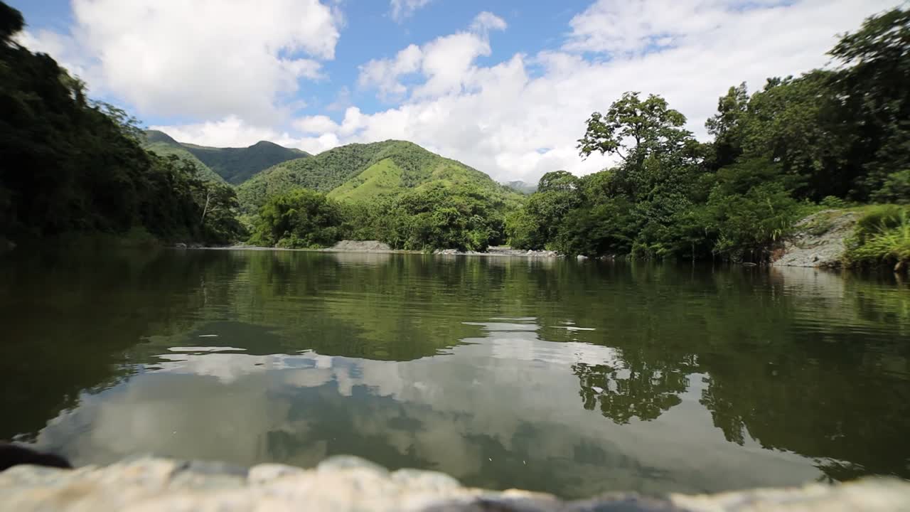 View of haina dam in dominican republic, beautiful calm and relaxed atmosphere