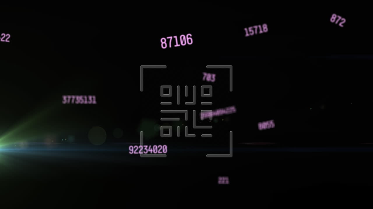 Animation of numbers changing and data processing over qr code