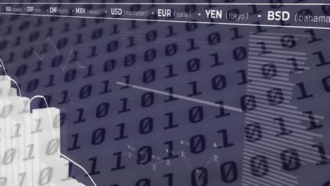 animation of financial data processing over binary coding