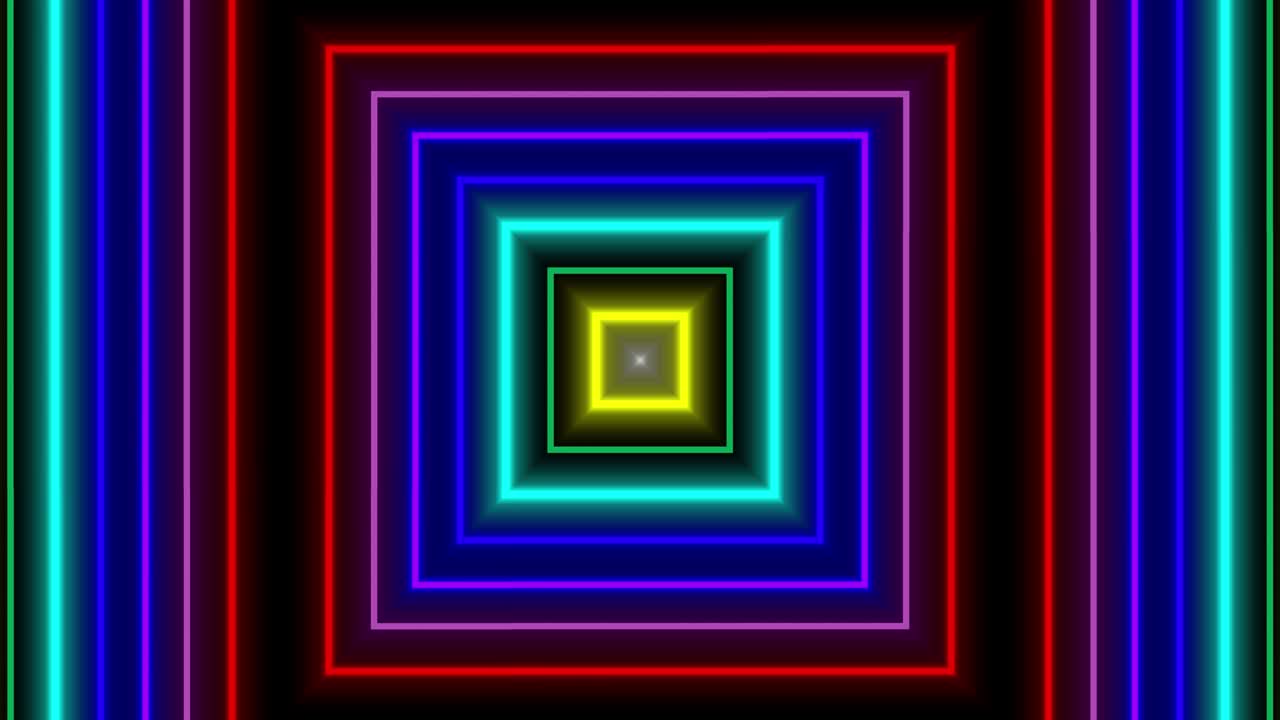 Neon geometric pattern illumination animation motion graphics