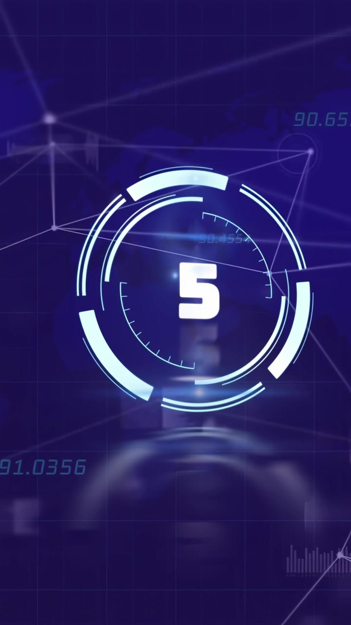 Vertical video: HUD starting countdown counting digits arcs spinning ring shrinking for launch tech