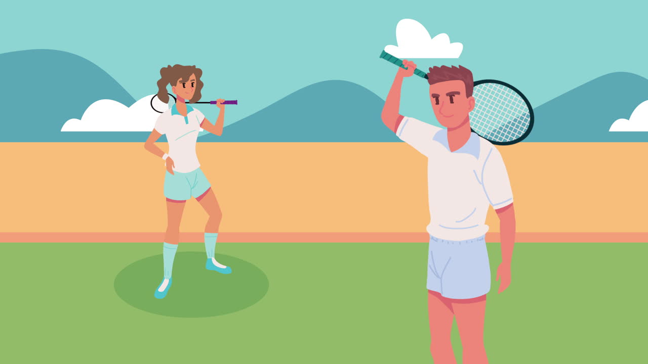 배드민턴 을 하는 부부