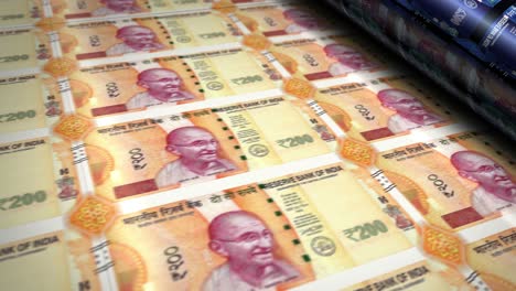 impresión de billetes de dinero de rupias indias en bucle sin costuras