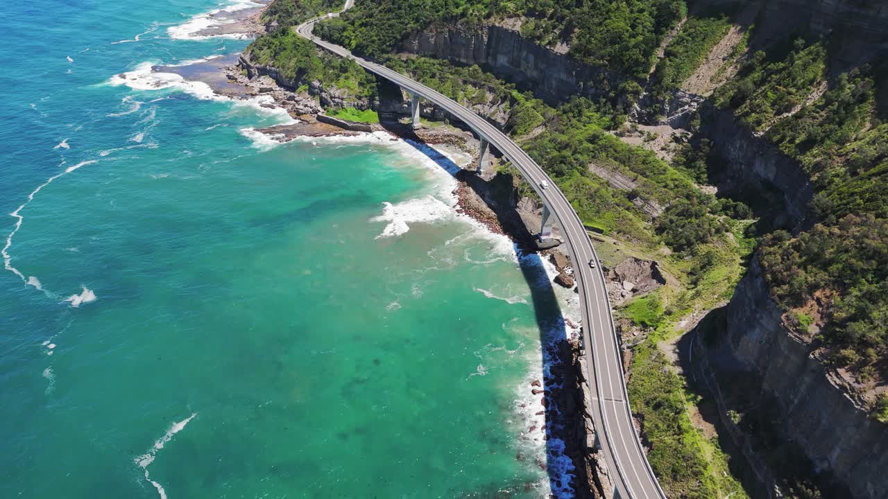 Sea Cliff Bridge on Lawrence Hargrave Drive to Wollongong. Aerial view
